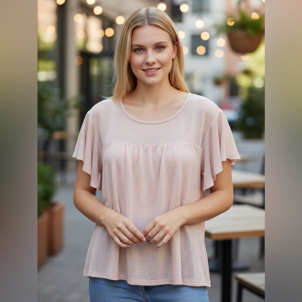 AEROPOSTALE Size Large Light Pink Mesh & Cotton Swingy Top R $35